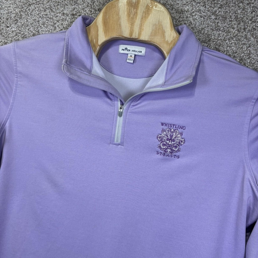 Peter Millar Pullover Mens Medium Purple 1/4 Zip Golf Whistling Straits Preppy